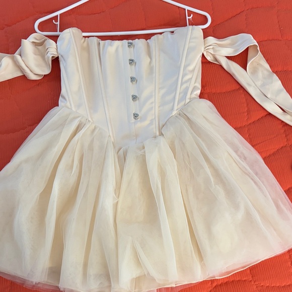 Oh Polly Dresses & Skirts - Elegant Cream Off-Shoulder Dress from Oh Polly